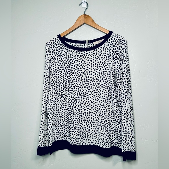 Ann Taylor Blouse Sheath Dalmatian Printed Black/White Exposed Zip Medium NEW - Picture 4 of 15